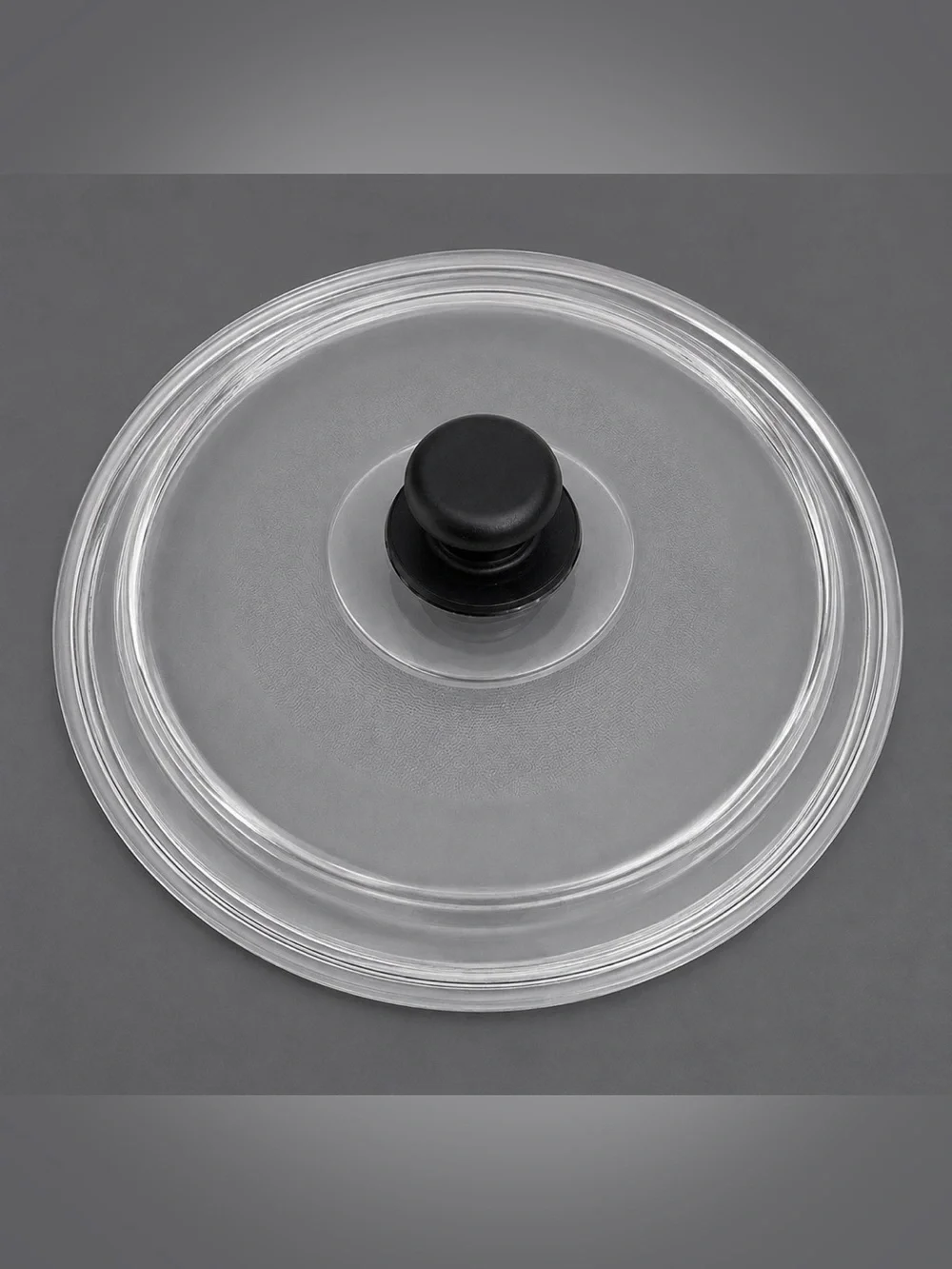 12” Round Heavy Glass Replacement Lid Clear Cookware Cover Black Knob Unbranded